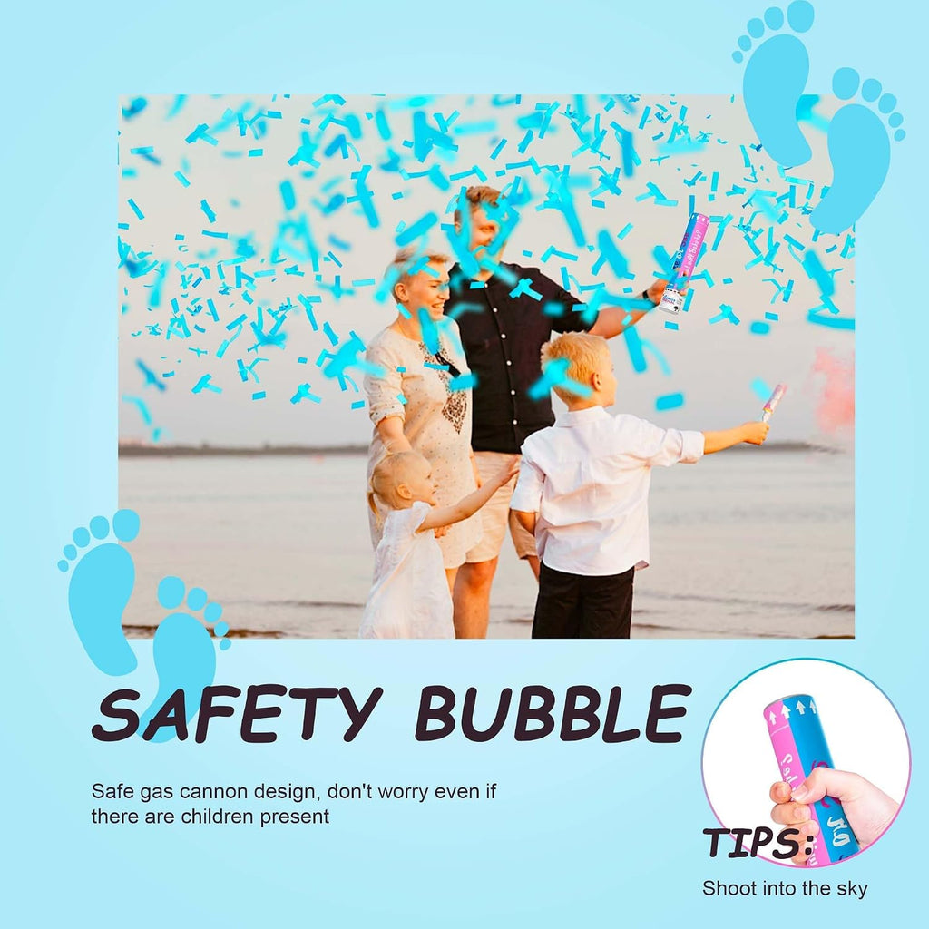 POPUPARTY 2 Pack Blue Gender Reveal Fire Extinguishers with 4 Pack Blue Confetti Cannons for Baby Boy Gender Reveal Party