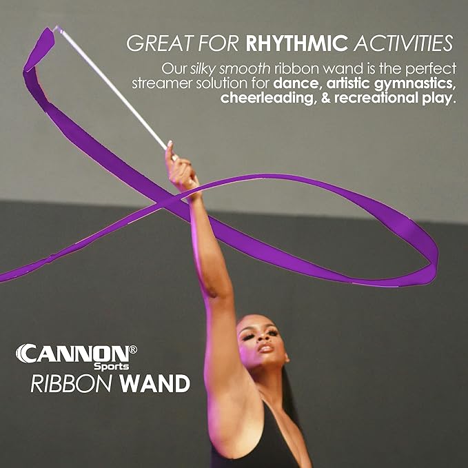 Cannon Sports Gymnastics Ribbon Wand for Dancing, Cheerleading, Olympic Tournament, & Artistic Competitions (Purple, 1-Pack)