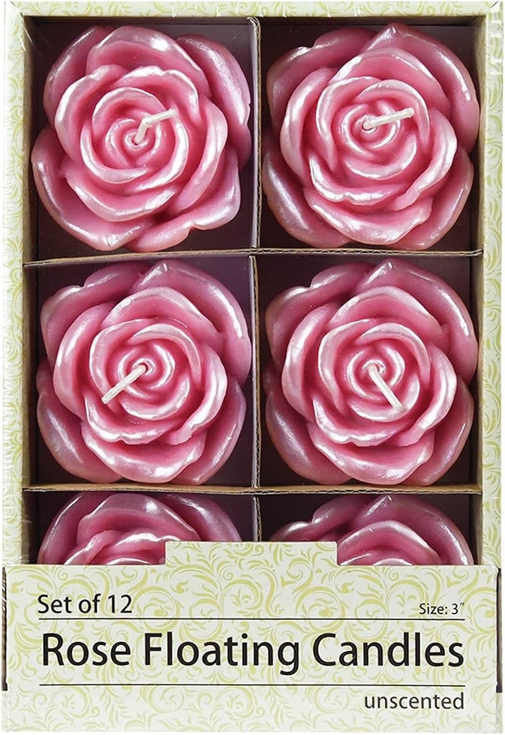 Zest Candle 12-Piece Folding Candles, 3-Inch, Pink Rose