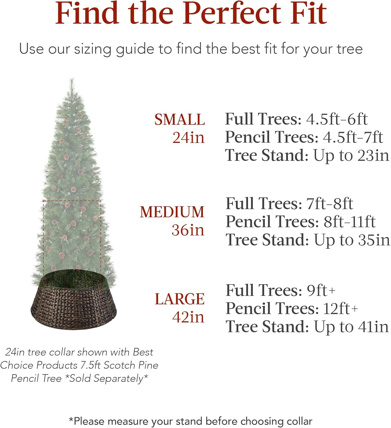 Best Choice Products 42in Christmas Tree Collar, Woven Hyacinth 4-Piece Holiday Rattan Tree Skirt Accessory for Home w/Cord Cut-Out - Chestnut