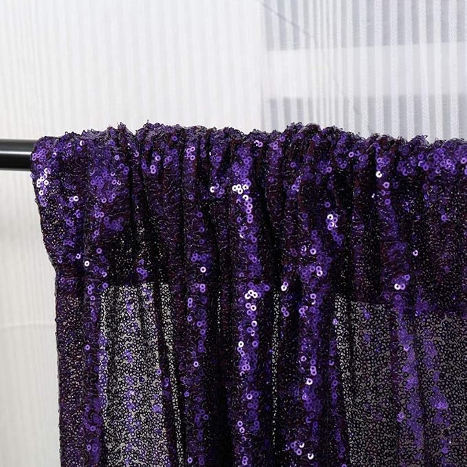 Poise3EHome Purple Sequin Backdrop,8FT x 10FT Sequin Photography Backdrop Curtain for Party Decoration, Purple