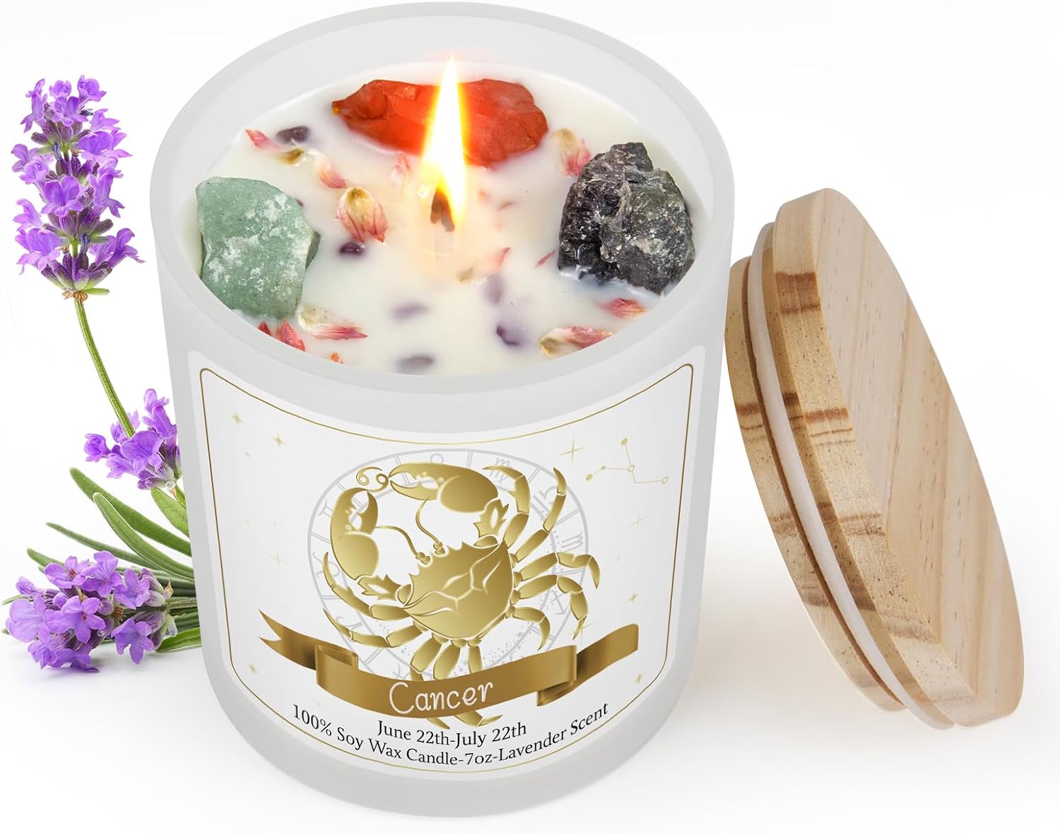 Cancer Gifts for Women,Zodiac Scented Candles with Crystals and Healing Stones,Cancer Gifts for Birthday,Graduation,Retirement,Meditation Yoga.Best Gift for Her,Mom,Sister,Teacher,Friends