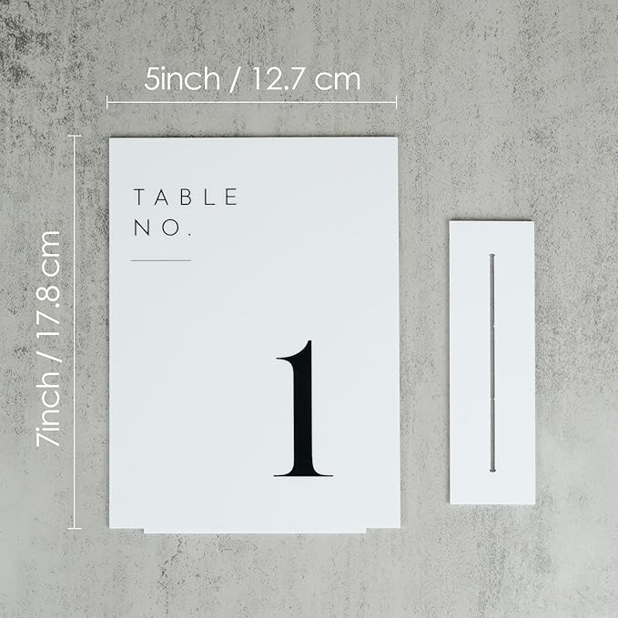 JINMURY White Wedding Table Numbers 1-10 with Stands, 5"x7" White Acrylic Table Numbers, Perfect for Wedding Reception, Party, Anniversary, Event