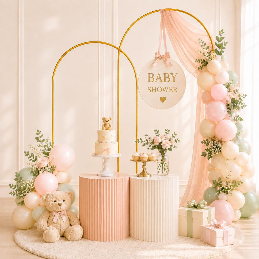 metal arch backdrop stand set of 2(7.2/6ft), decorative shown in use