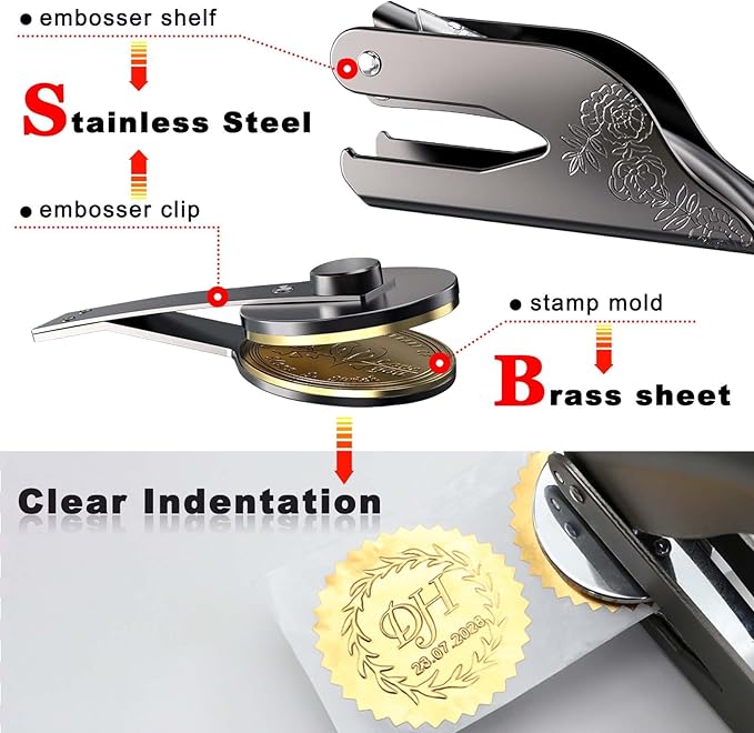 Book Embosser Personalized - Embosser Stamp Custom for Book, Cards, Paper, Napkins, Perfect for Book Lovers, Personal Library and Wedding, A Thoughtful Gift for Any Occasion - Cat
