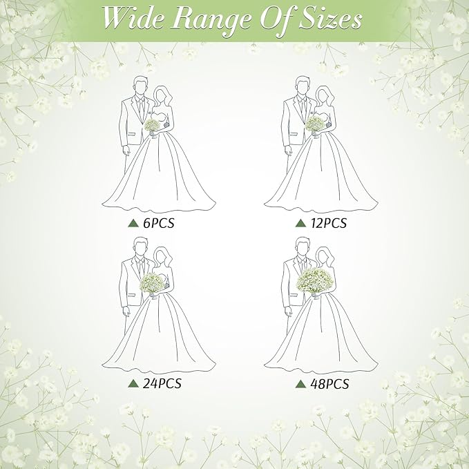 Babys Breath Artificial Flowers, Real Touch Babys Breath Flowers Artificial Bulk for Wedding Decor, White Fake Flowers for Party Home Garden Decor (6, White)