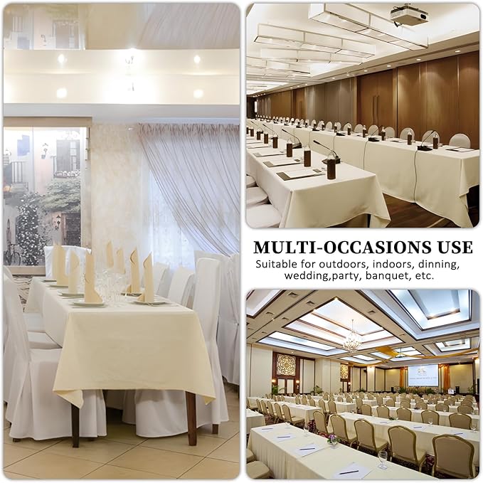 8 Pack Beige Tablecloth 60 x 126 Inch Rectangular Tablecloths for 8 Foot Rectangle Tables, Wrinkle Resistant Beige Table Cloth Washable Polyester Fabric Table Covers for Buffet Wedding Party Banquet