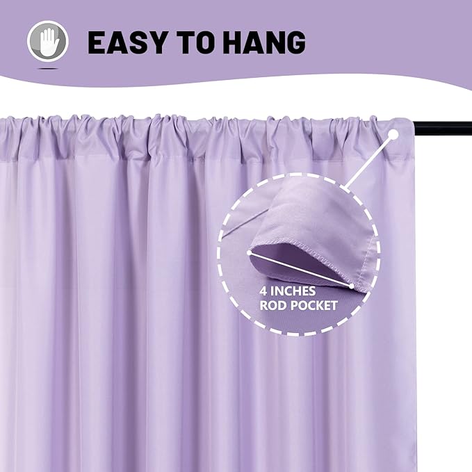 MYSKY HOME 10ft x 10ft Purple Background Curtains - Drapes for Parties, Weddings, Stage & Baby Showers - 2 Panels with Rod Pocket