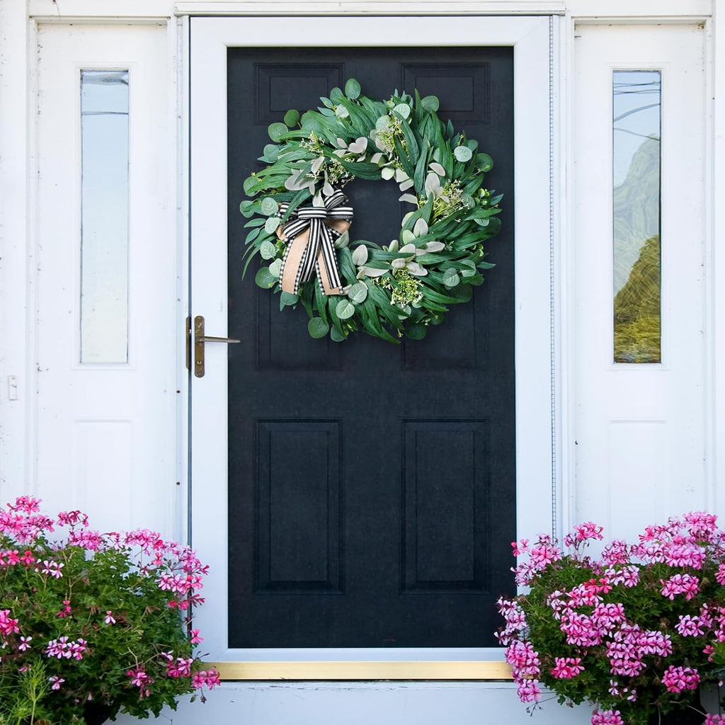 26 in large farmhouse wreaths for front door shown in use