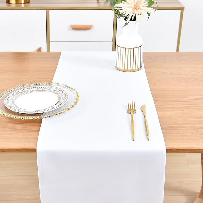 Farmhouse White Table Runner Dining Table Runners 72 Inches Long Coffee Table Runner for Dresser Living Room Bedroom Holiday Party Banquet 12X72 Inch