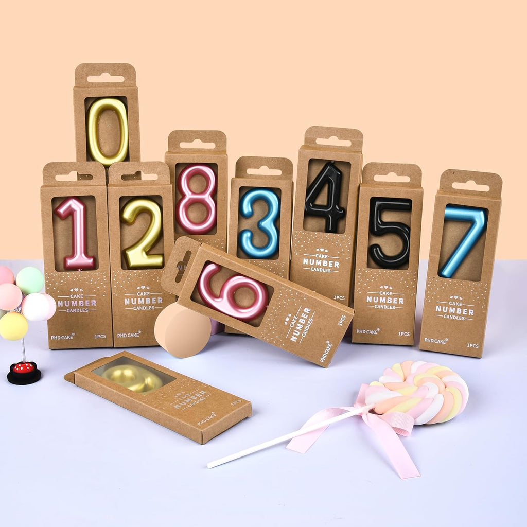 PHD Cake 2.76 inch Classical Pink 3 Number Birthday Candles, Party Celebration