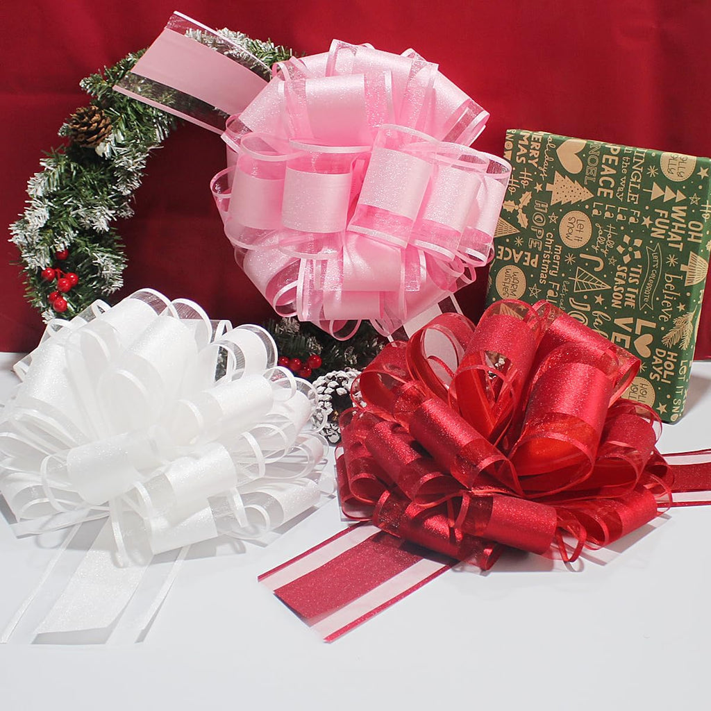 LHMTFCYY 12 Inch Clitter Big Gift Bow,1PC Large Pink Bow,Giant Bow for Bike,Dining Tables,Parties,Birthdays,Christmas,Valentine's Day,Easter,and other Festivals and Gift Decorations (Clitter Pink)