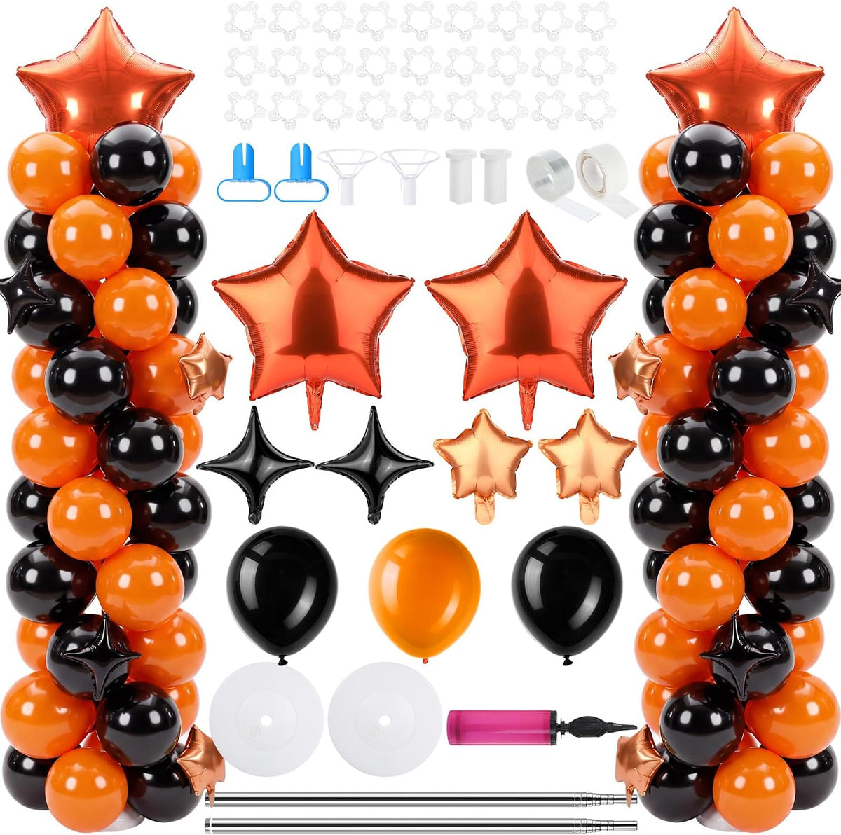 gejoy 110 pcs orange and black balloon arch, main product view