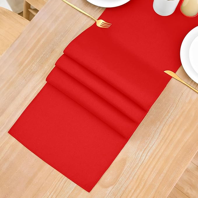 2 Pack Red Table Runner 12 x 90 Inch Solid Color Farmhouse Runners Coffee Table Dresser for Daily Party Home Decoration