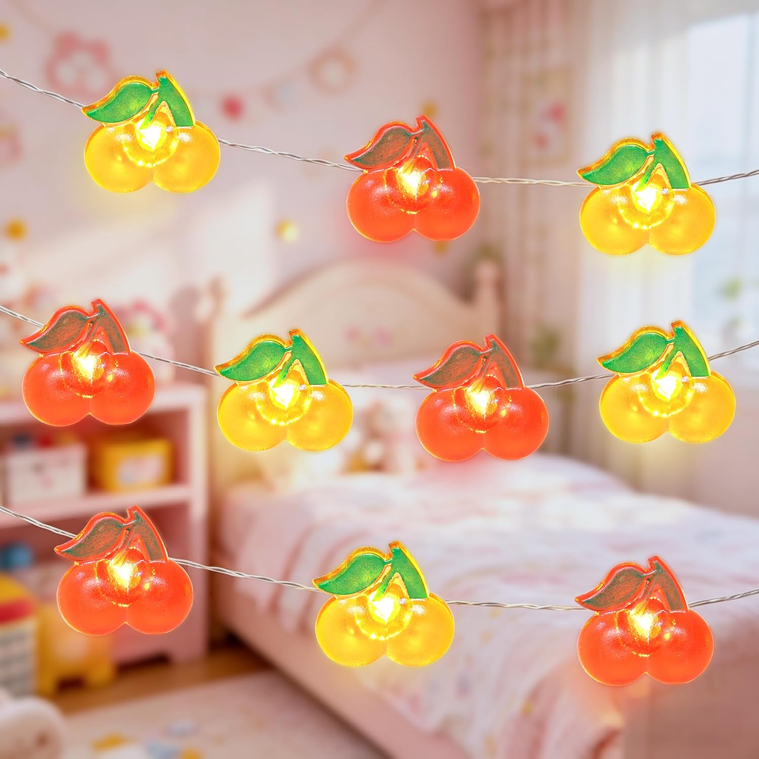 Cherry LED Lights with Remote USB & Battery Operated 10FT 30LEDs Red Orange Cherry String Lights - Home Wedding Birthday Party Ocean Holiday Decor