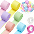 Pastel Streamers, 6 Rolls 492 Ft with Balloons, Pastel Crepe Paper Streamers for Birthday Decorations, Party Decorations, Holiday and Anniversary Decorations DIY (1.77 Inch X 82 Ft/Roll)