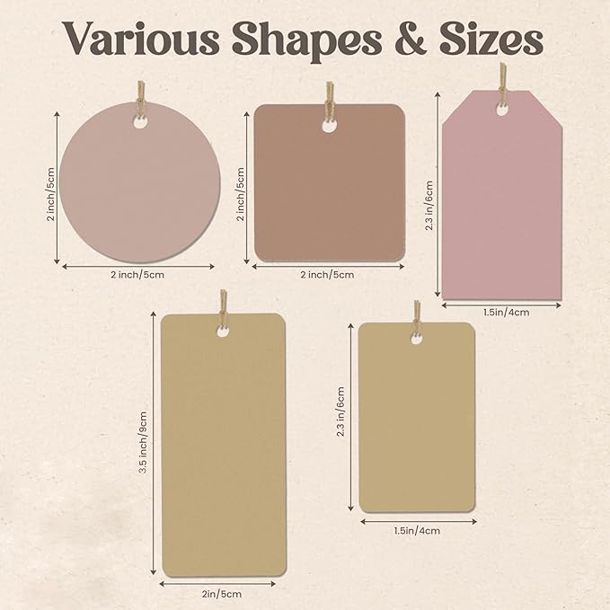100 pcs Custom Hang Tags - Personalized Clothing Tag with Your Logo & Text - Custom Tags for Handmade Items Clothes Business Ideal for Apparel Jewelry Gift Label Tag