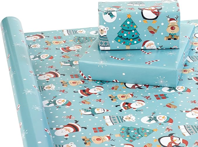 Current Christmas Critters Double-Sided Rolled Christmas Wrapping Paper - Premium Jumbo 23-Inch x 32-Foot Gift Wrap Roll, 61 Square Feet Total
