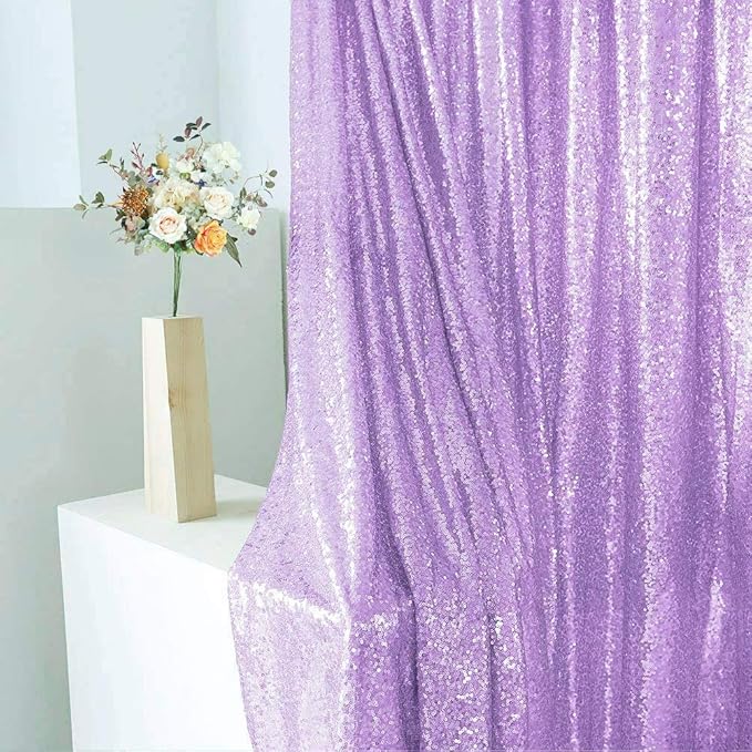 Eternal Beauty Lavender Sequin Backdrop, 4x7 Ft Glitter Background Curtains for Shimmer Photography Party Wedding Birthday Back Drop Decor