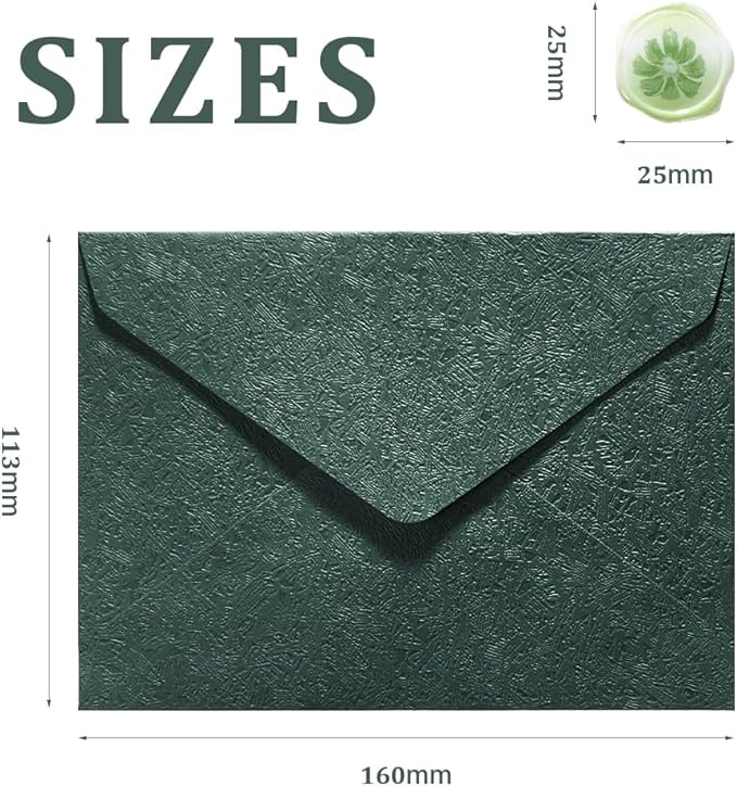 30 Pieces A6 Envelopes with 30 Seal Stickers, 6.32 x 4.45 inch Envelopes for 4 x 6 Wedding Invitation Cards, Greeting Cards, Graduation, Birthday Party Invitations, Green.