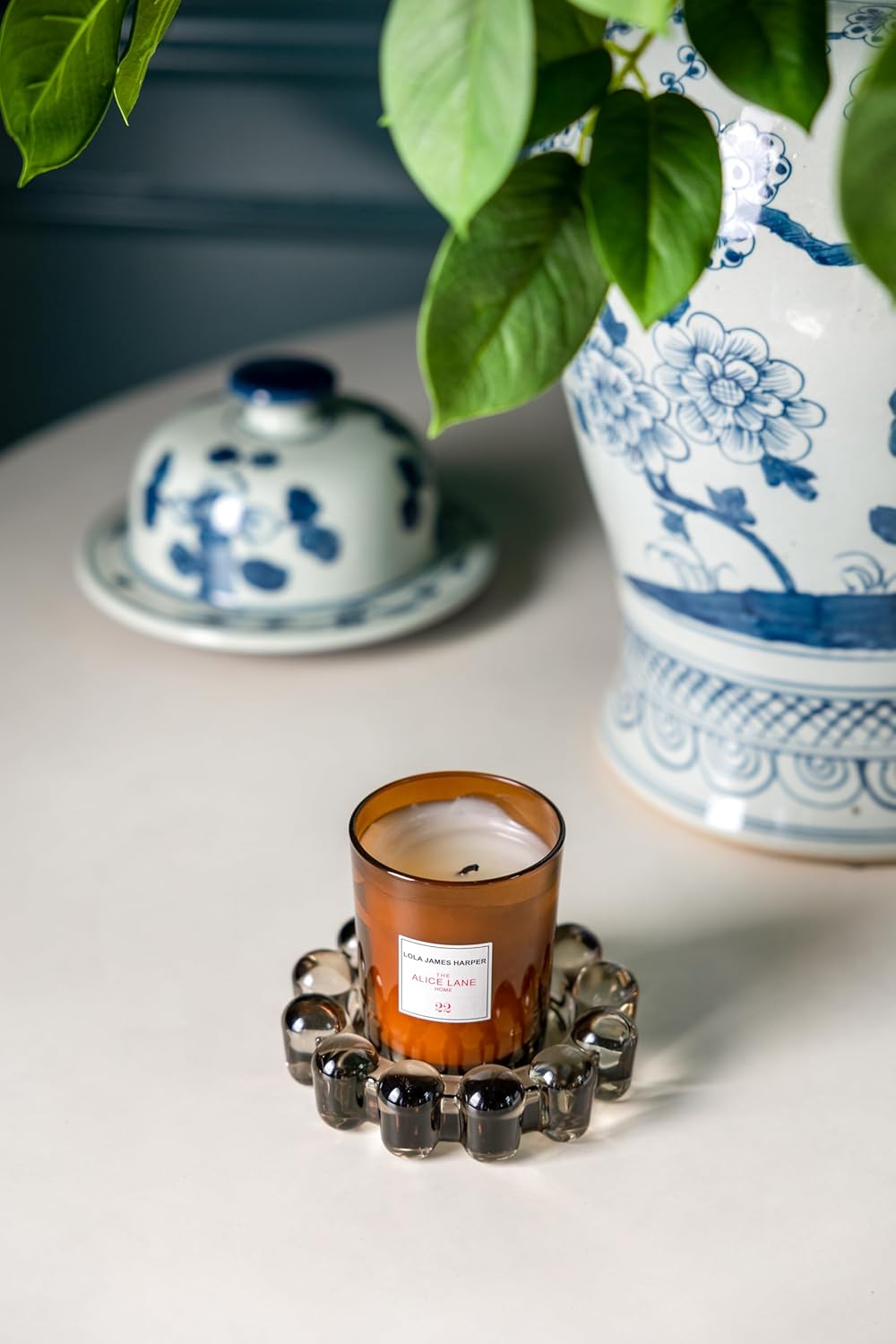 Alice Lane Home Collection Original Smoky Glass Small Bubble Candle Dish | Votive and Candle Plate, Diffuser Base, Wax Catcher, Decorative Tray, Jewelry Catchall, Decorative Tabletop Accent