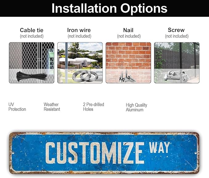 Custom Signs Outdoor Metal, Personalized Street Sign for Home Bar Wall Decor, 6x24 Inches, Indoor/Outdoor Use, Rust-Free Aluminum