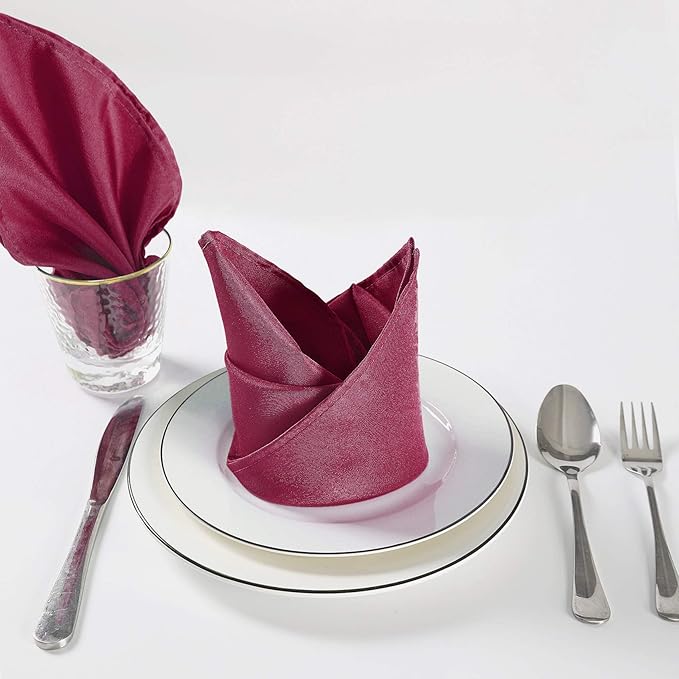 Cloth Napkins 20x20 inch Washable Polyester Dinner Napkins Soft Table Napkins for Wedding Party Dining Banquet(Burgundy,100PCS)