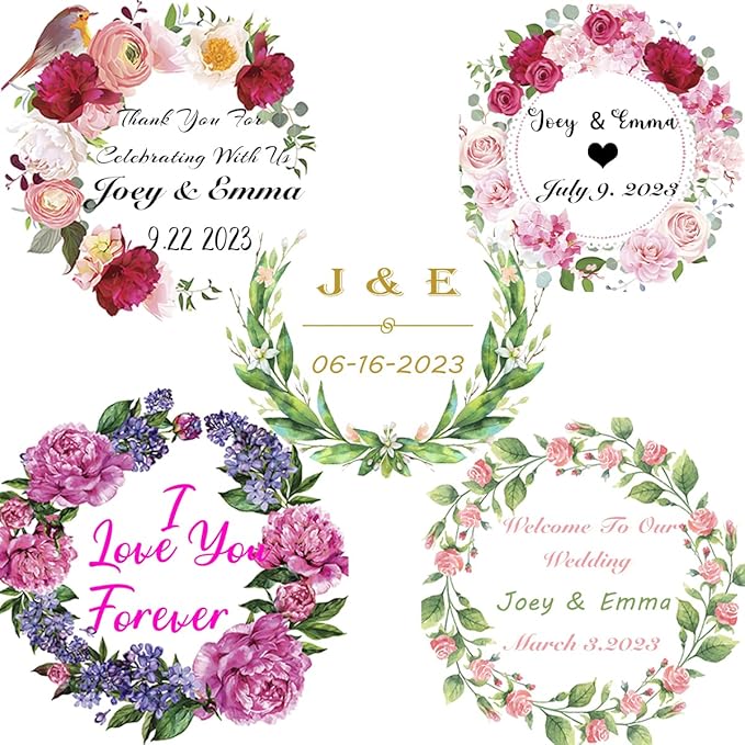 250 Pack Custom Stickers Personalized Labels for Business Logo Customized Vinyl Wedding Favors Birthday Baby Bridal Shower Make Your Own 1 Inch-10 Inch,lable-flower250