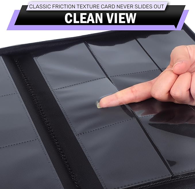 Trading Card Binder 9 Pocket, Zofly Zipper Card Collection Binder Album, Sturdy 540 Side-Loading Card Folder Holder for MTG, TCG, Sports Cards, Game Cards, Purple