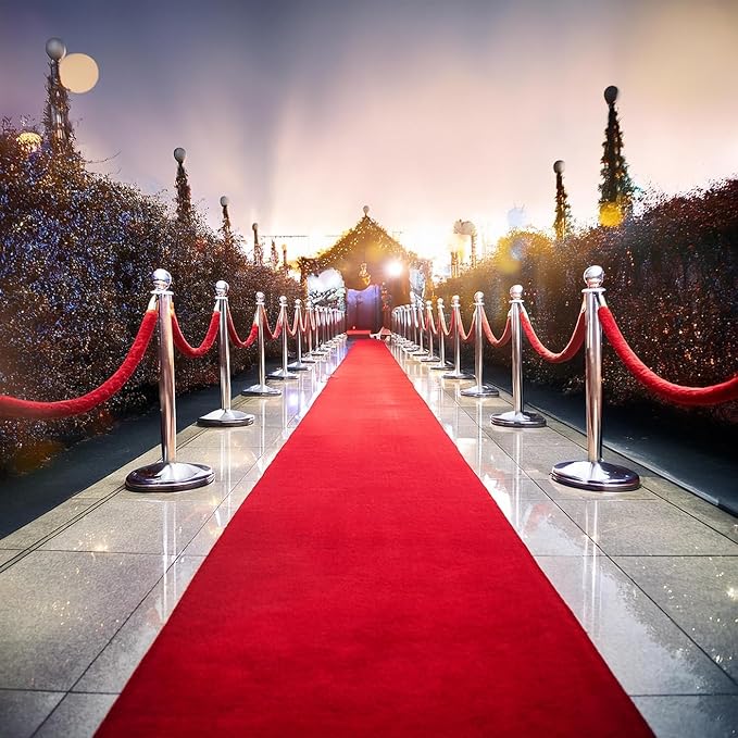 BannerBuzz Hollywood Red Carpet Aisle Non Slip Runner Runway Floor Rug for Step Repeat Backdrop Outdoor Indoor Wedding Christmas Event Birthday Movie Business Office Party Decoration (3' W X 6' H)