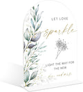 Acrylic Wedding Signs, Greenery Theme Let Love Sparkle Sign, Wedding Reception Signage, Bridal Shower Table Decor with Stand, Engagement, Anniversary, Newlywed Events and Parties Supplies, 20