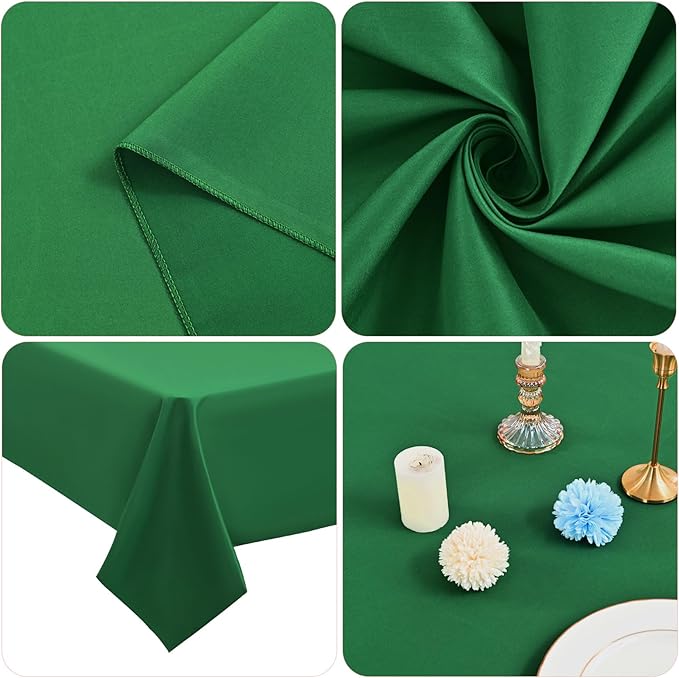 12 Pack 60 x 126 Inch Rectangle Tablecloth Green Polyester Tablecloth for 8 Ft Rectangle Tables, Washable Fabric Table Cloth for Wedding Dining Table Buffet Parties Camping
