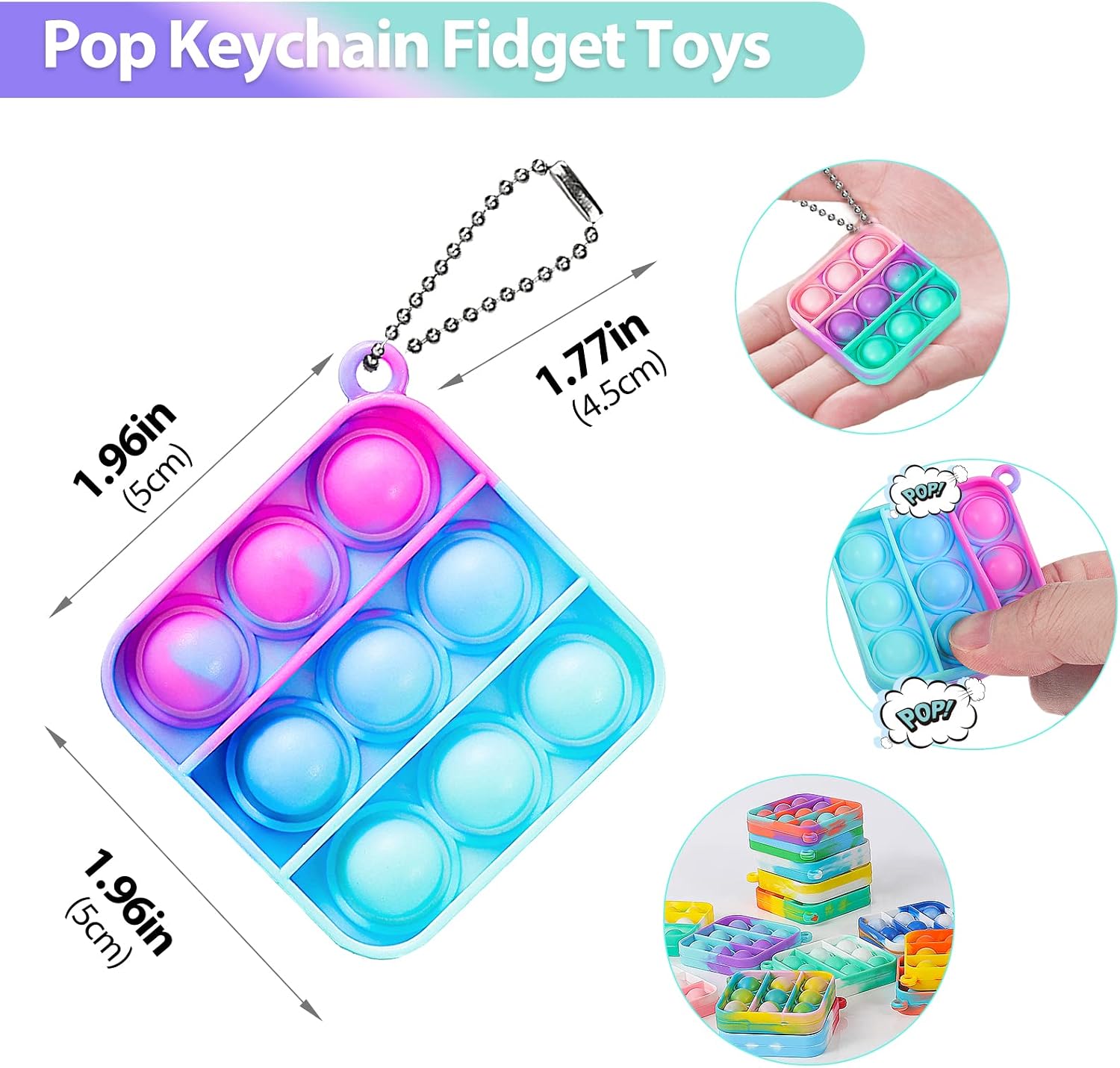 Pop Fidget Toys Bulk Its Party Favors for Kids 4-8 8-12 30 Pack Mini Pop Keychain It Small Fidgets for Classroom Prizes Back to School Gifts for Students from Teacher Birthday Goodie Bag Stuffers