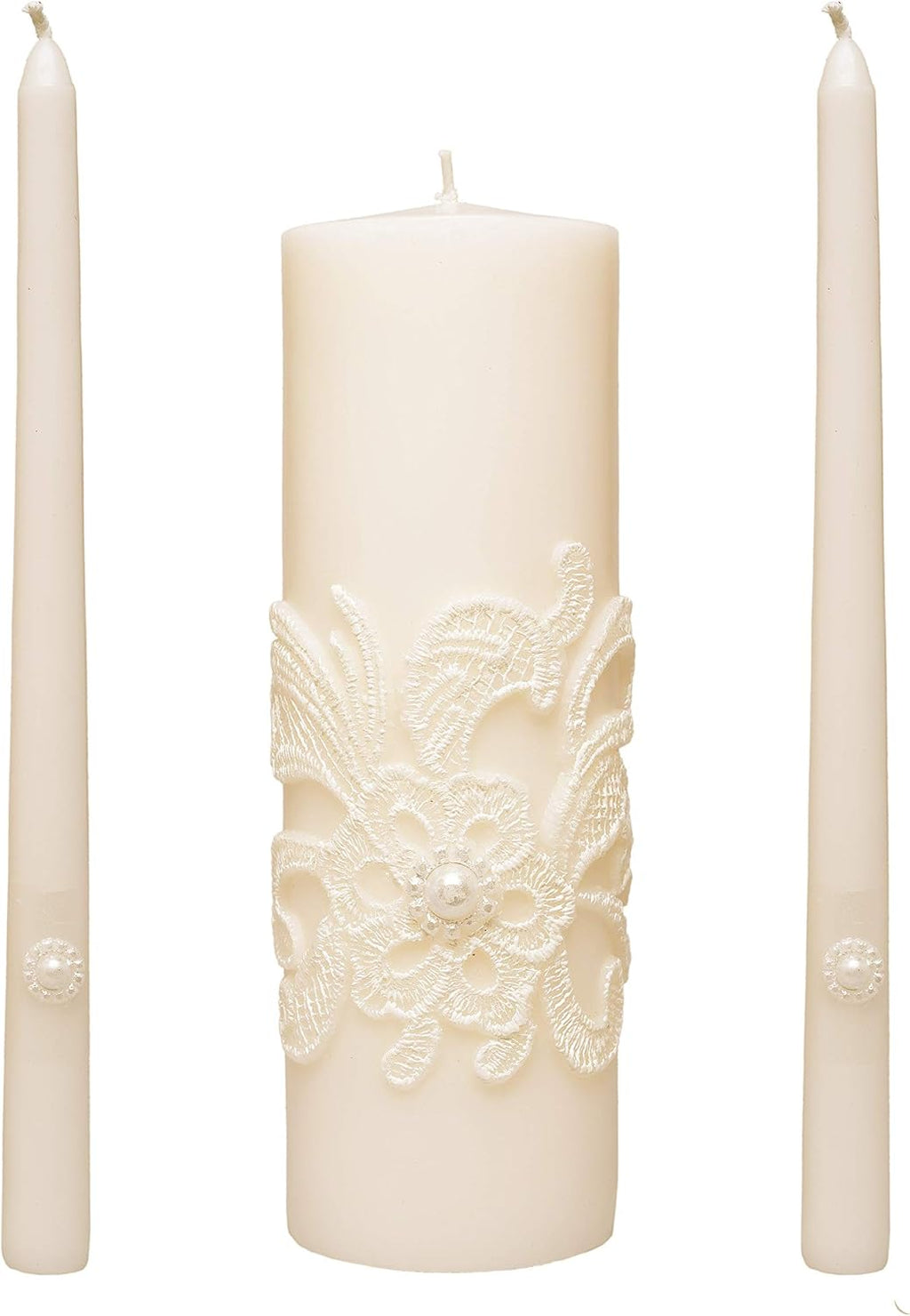 Hosley 11.5-Inch Wedding Unity Candle Set – Cream Pillar & 2 Taper Candles for Ceremony, Special Events, Emergency Kit, Reiki Spa Meditation