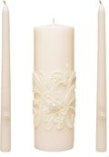 Hosley 11.5-Inch Wedding Unity Candle Set – Cream Pillar & 2 Taper Candles for Ceremony, Special Events, Emergency Kit, Reiki Spa Meditation