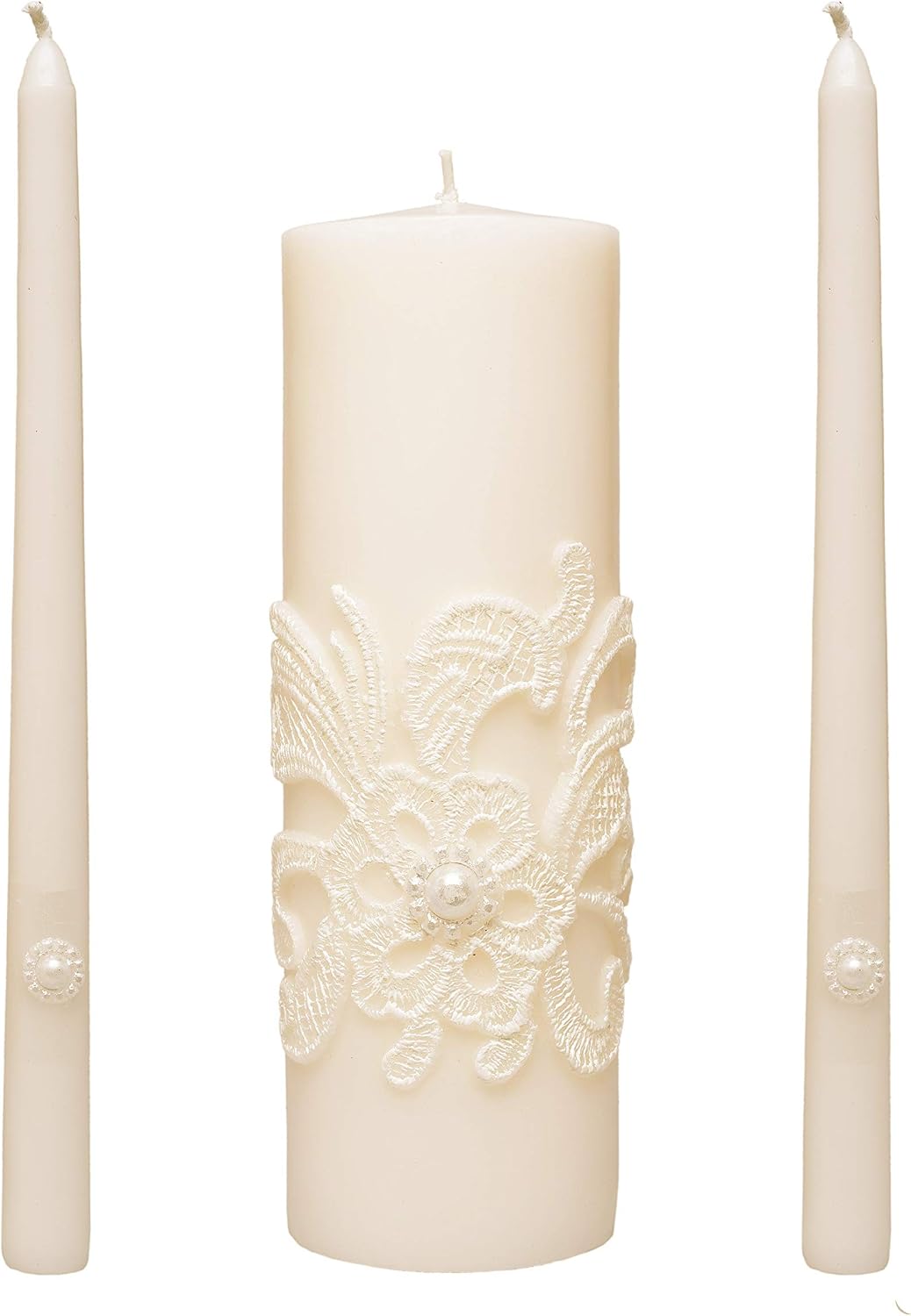 Hosley 11.5-Inch Wedding Unity Candle Set – Cream Pillar & 2 Taper Candles for Ceremony, Special Events, Emergency Kit, Reiki Spa Meditation