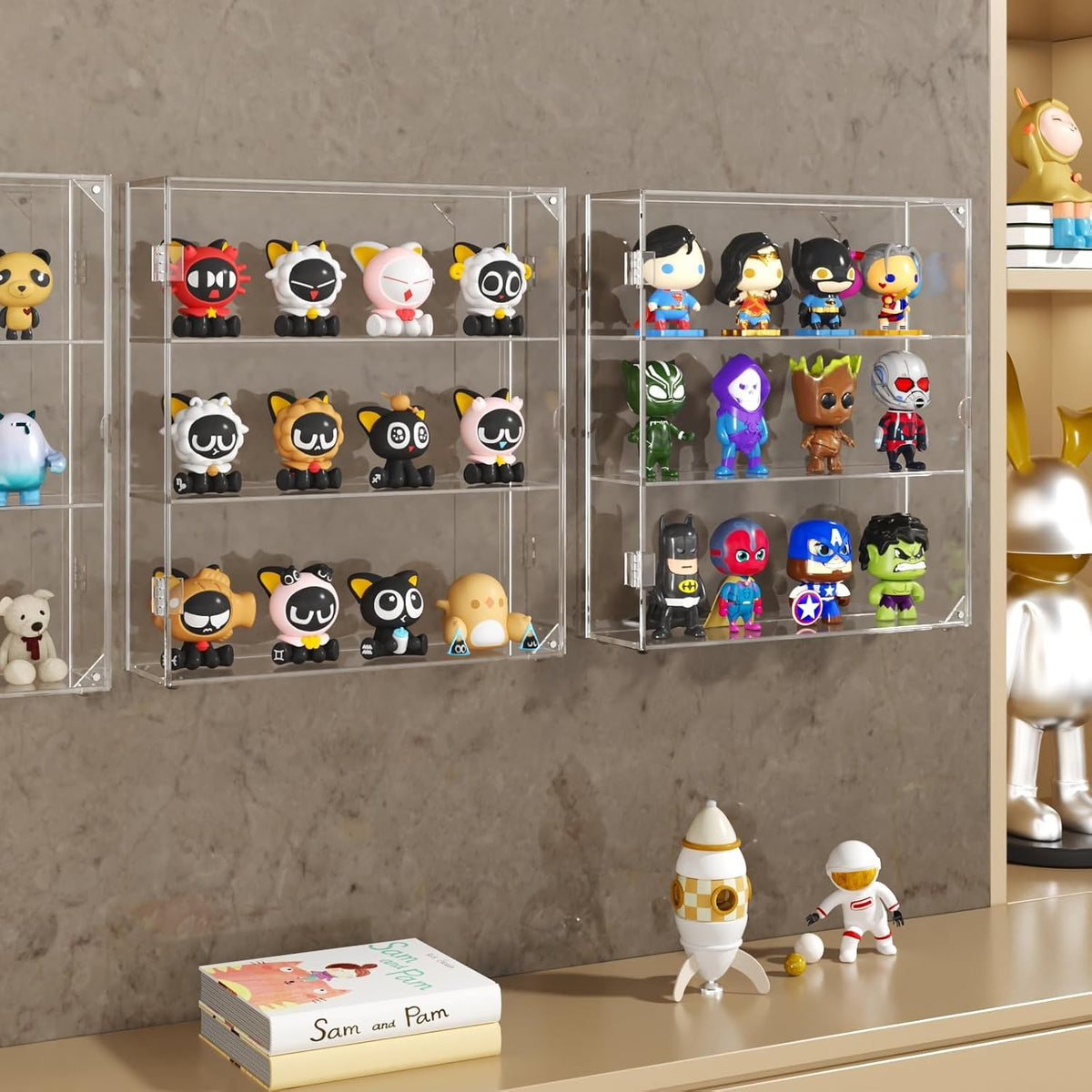 niubee acrylic display case for figures, dustproof clear, view 9