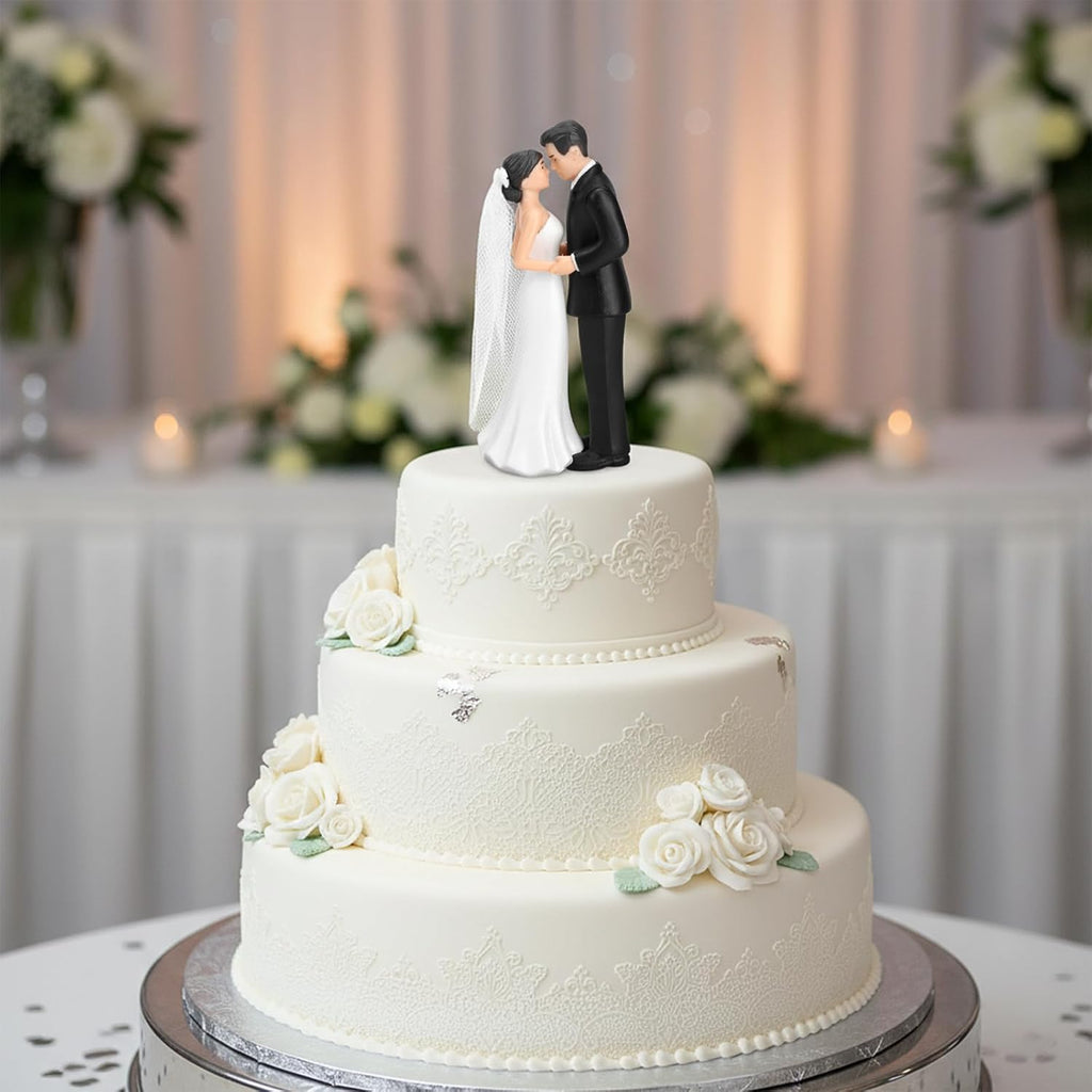 4.3” Traditional Bride and Groom Cake Toppers – Elegant Romantic Wedding Cake Vintage Couple Figurine, Pastel Novios Para Statue for Engagement, Anniversaries, Bridal Showers Parties, Party Decoration