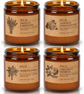 Soy Candles Set of 4, 9oz Natural Soy Wax Aromatherapy Candles, Home Scented Candles with 4 Scents (Lavender, Amber Sandalwood, White Sage, Coconut Vanilla), Gifts for Mom, Women, Relaxation, Yoga