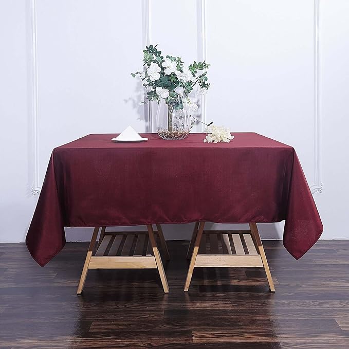 Efavormart 70" Premium Square Polyester Tablecloth for Wedding Kitchen Dining Events - Burgundy