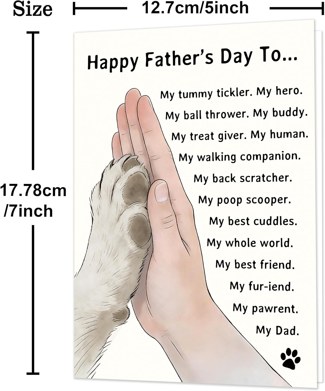 IDU Fathers Day Card Gifts, Dog Dad Fathers Day Card Gift, Dog Dad Gifts for Men Husband, Happy Father's Day Cards Decorations from Dog with Envelope