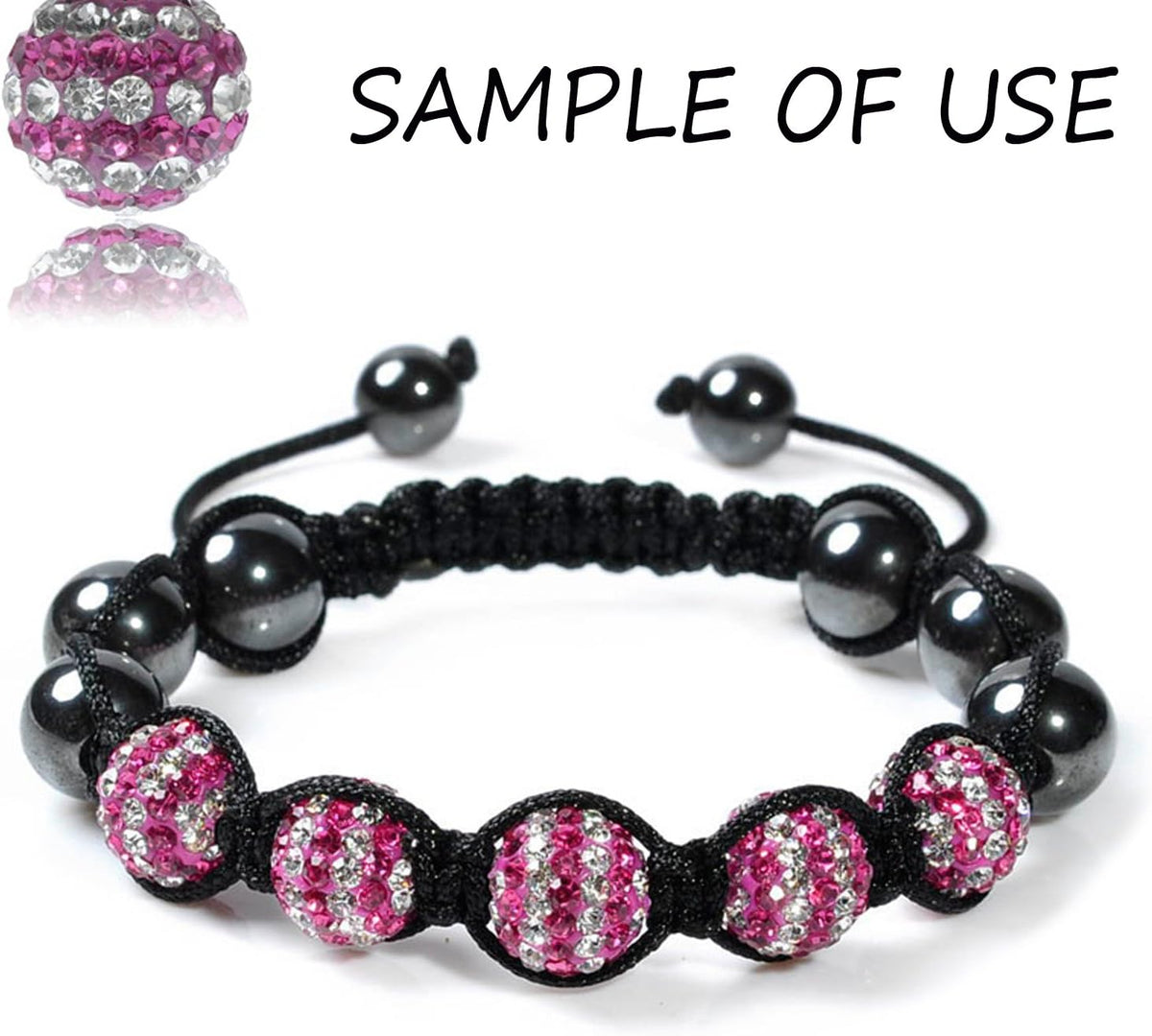 RUBYCA Stripes Czech Crystal Round Disco Ball Clay Beads fit Shamballa Jewelr...