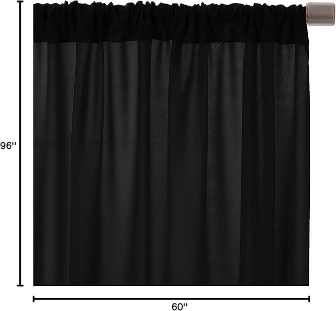 AK TRADING CO. 10 feet x 8 feet IFR Polyester Backdrop Drapes Curtains Panels with Rod Pockets - Wedding Ceremony Party Home Window Decorations - Black