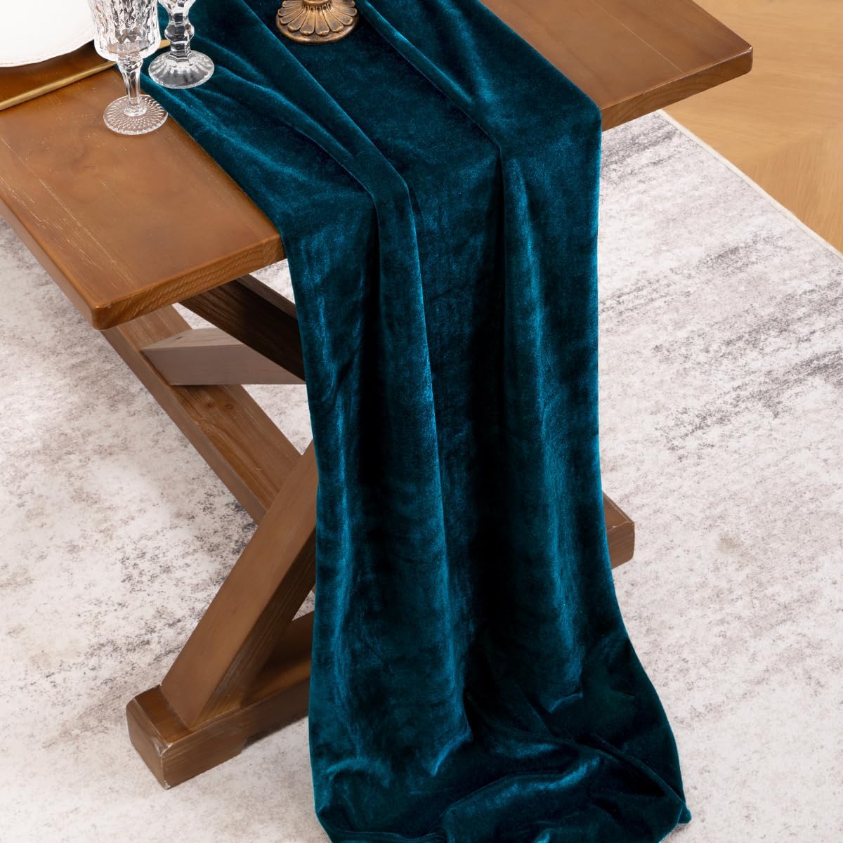 4Pack Peacock Velvet Table Runner Cloth Fall Luxurious Wedding Party Decor