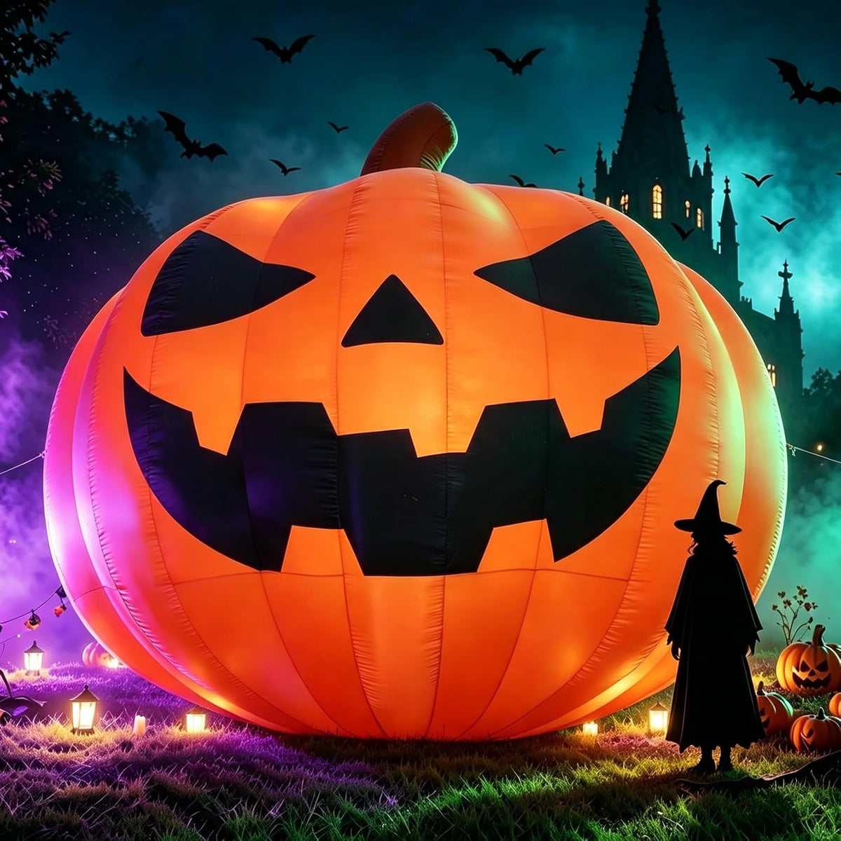 20ft giant inflatable pumpkin lighted outdoor halloween decor, main product view