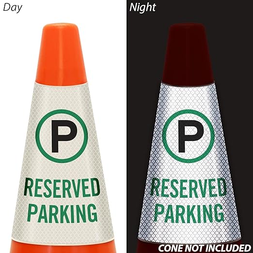 SmartSign “Reserved Parking” Bright Reflective Cone Message Sleeve, [Cone Not Included]