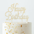 Jaciya Gold Happy Birthday Cake Topper Metal Rhinestones Birthday Cake Decorations for Women