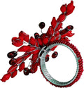 Napkin Rings Set of 12 for Dining Table Decoration Parties Everyday Metal Napkin Holder Leaf Red (Pack of 12)
