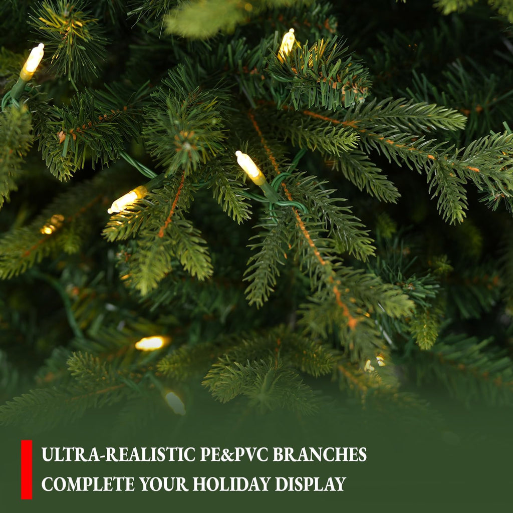 9ft prelit premium christmas tree, 5179 realistic pe&pvc, side view