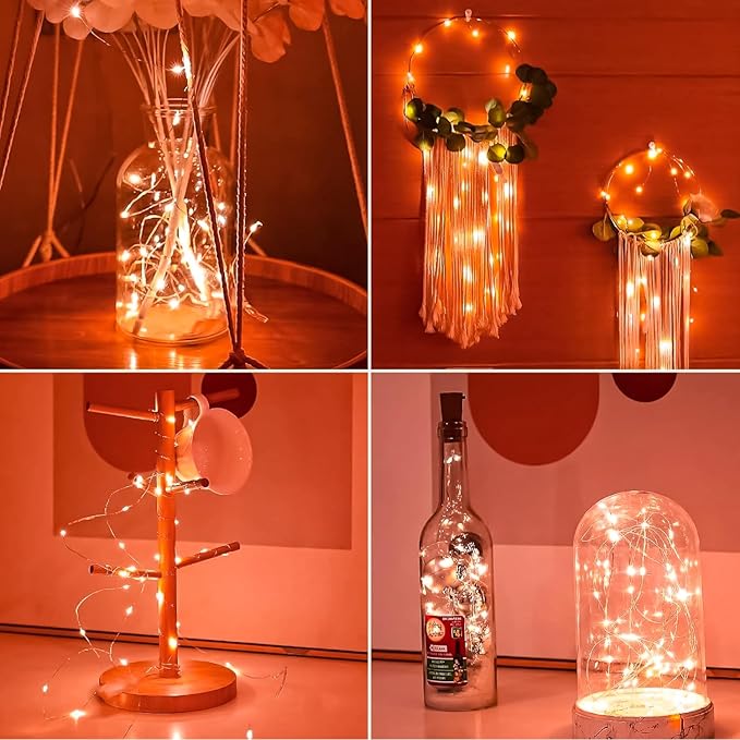 HXWEIYE 12 Pack 7ft 20LED Orange Fairy Lights Battery Operated for Mason Jar DIY Wedding Party Bedroom Patio Christmas Décor